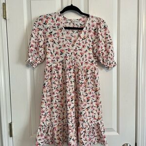 Floral Dress in White and Pink